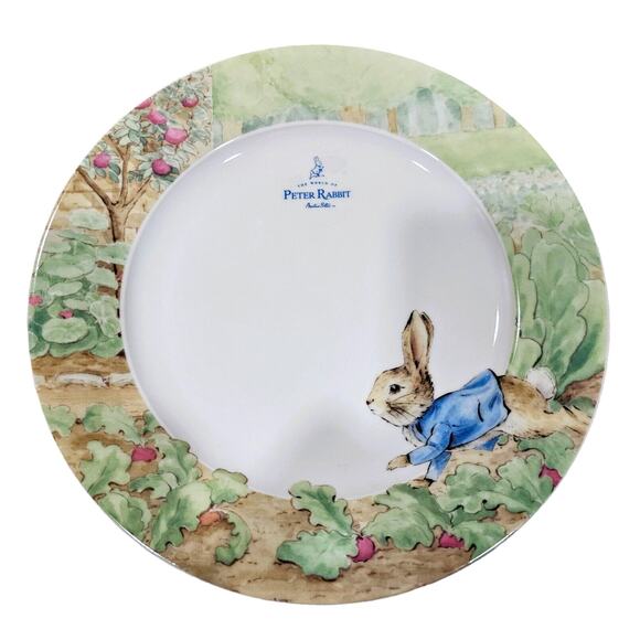 4pc Beatrix Potter Peter Rabbit Easter Bunny 10.5in Dinner Plates Spring Garden - Picture 2 of 10
